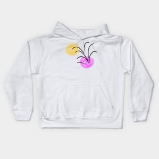 Pink yellow black abstract line art Kids Hoodie